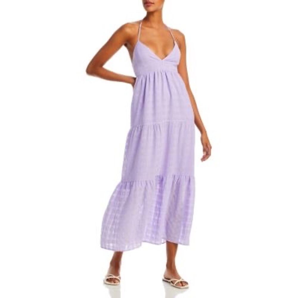 Aqua NWOT Women's Halter Long Maxi Dress Size XL Purple Summer Vacation Resort